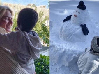 «Ο πρώτος μας χιονάνθρωπος» Η Χριστίνα Κοντοβά σε οικογενειακή απόδραση στα χιόνια με την κόρη της