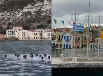 Συγκίνηση και δέος: Οι Ακρίτες του Έβρου έψαλλαν τον Εθνικό Ύμνο μέσα στα νερά του Καστελλόριζου