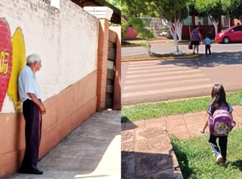 Παππούς 90 ετών πηγαίνει κάθε μέρα την δισέγγονή του στο σχολείο και την περιμένει να γυρίσουν μαζί