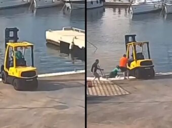 Δείτε τι έπαθε! Χειριστής κλαρκ προσπαθεί να βγάλει ένα σκάφος από το νερό και…